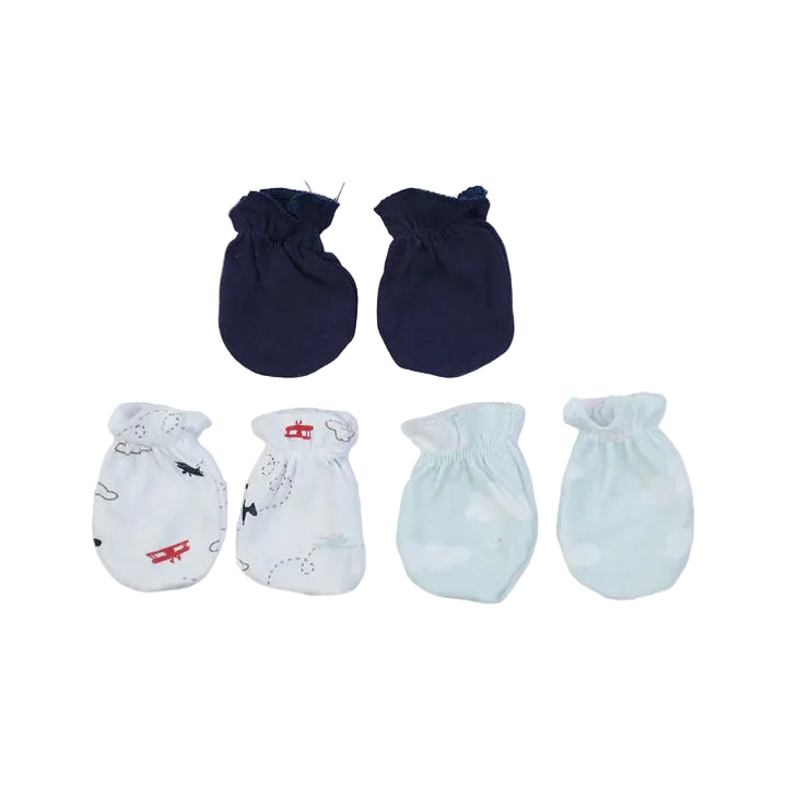 Baby Boy Anti-Scratch Mittens Pack of 3 Aviation Adventure at Zubaidas