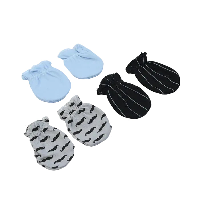 Baby Boy Anti-Scratch Mittens Pack of 3 Playful Gentleman at Zubaidas