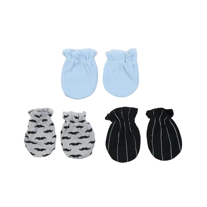 Baby Boy Anti-Scratch Mittens Pack of 3 Playful Gentleman at Zubaidas