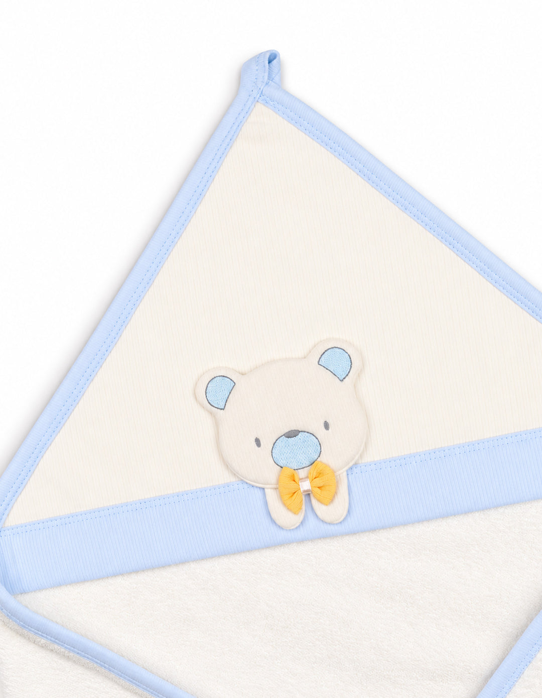 Baby Boy Bath Towel Hooded Bear Off White and Light Blue at Zubaidas Official Pakistan