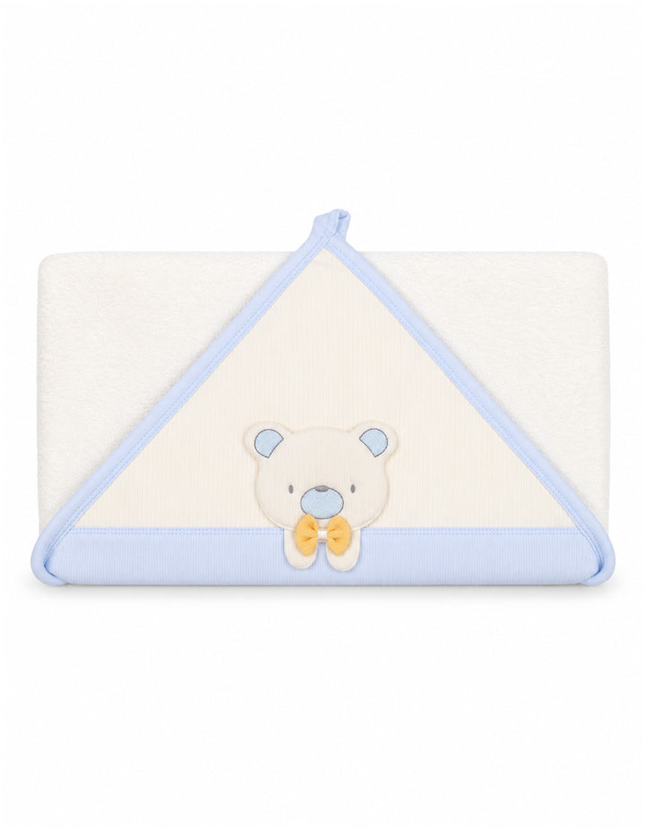Baby Boy Bath Towel Hooded Bear Off White and Light Blue at Zubaidas Online Pakistan