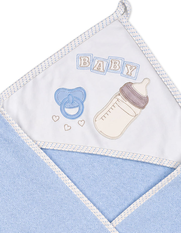 Baby Boy Bath Towel Hooded Blue and White at Zubaidas Online Pakistan