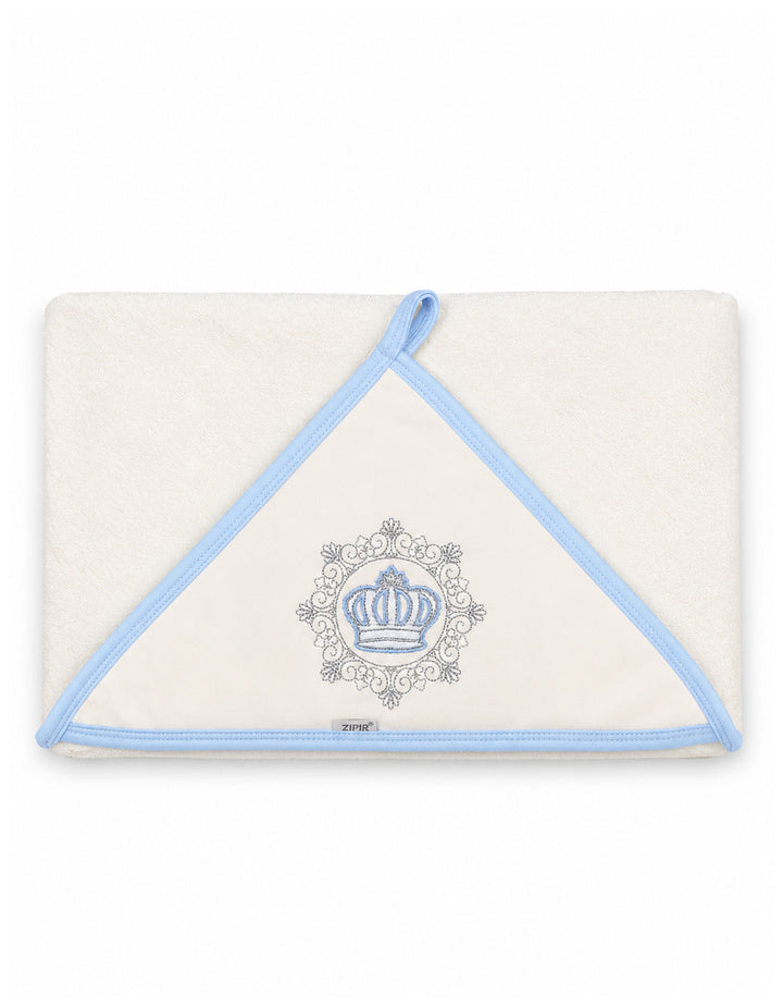 Baby Boy Bath Towel Hooded Crown White and Blue at Zubaidas Online Pakistan
