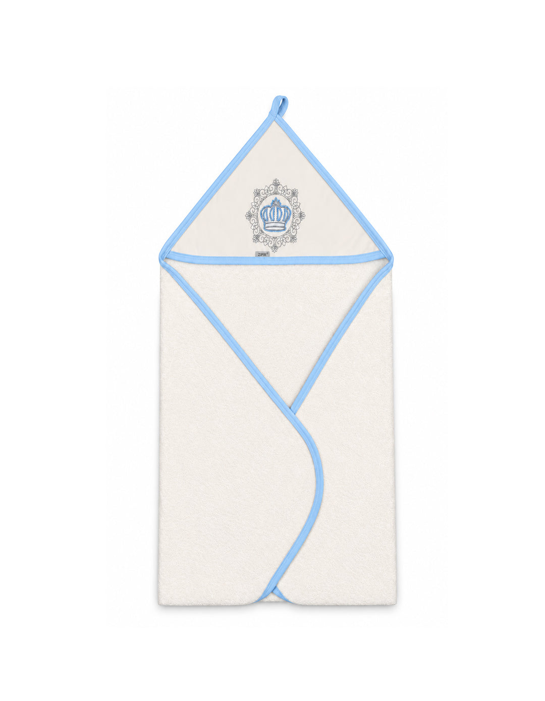 Baby Boy Bath Towel Hooded Crown White and Blue at Zubaidas