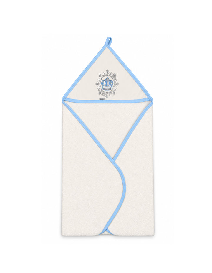 Baby Boy Bath Towel Hooded Crown White and Blue at Zubaidas