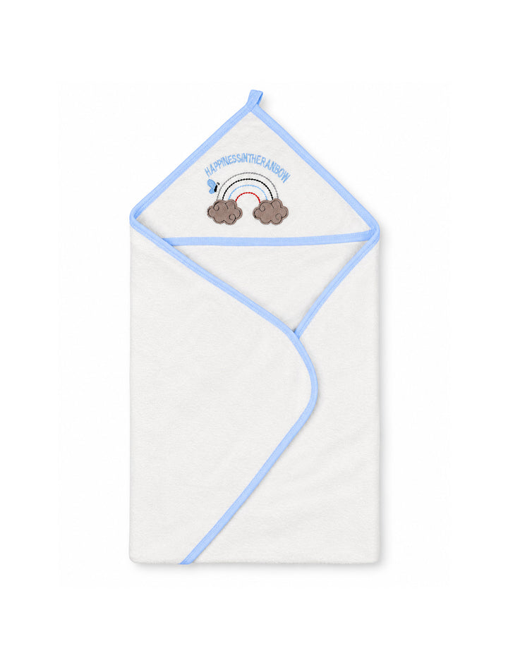 Baby Boy Bath Towel Hooded Rainbow White and Blue at Zubaidas Official Pakistan