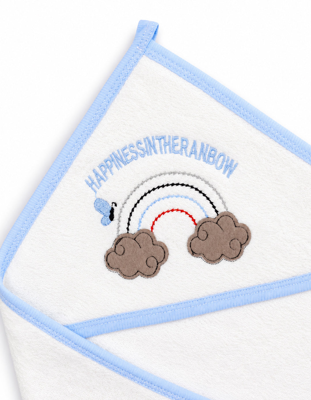 Baby Boy Bath Towel Hooded Rainbow White and Blue at Zubaidas Online Pakistan