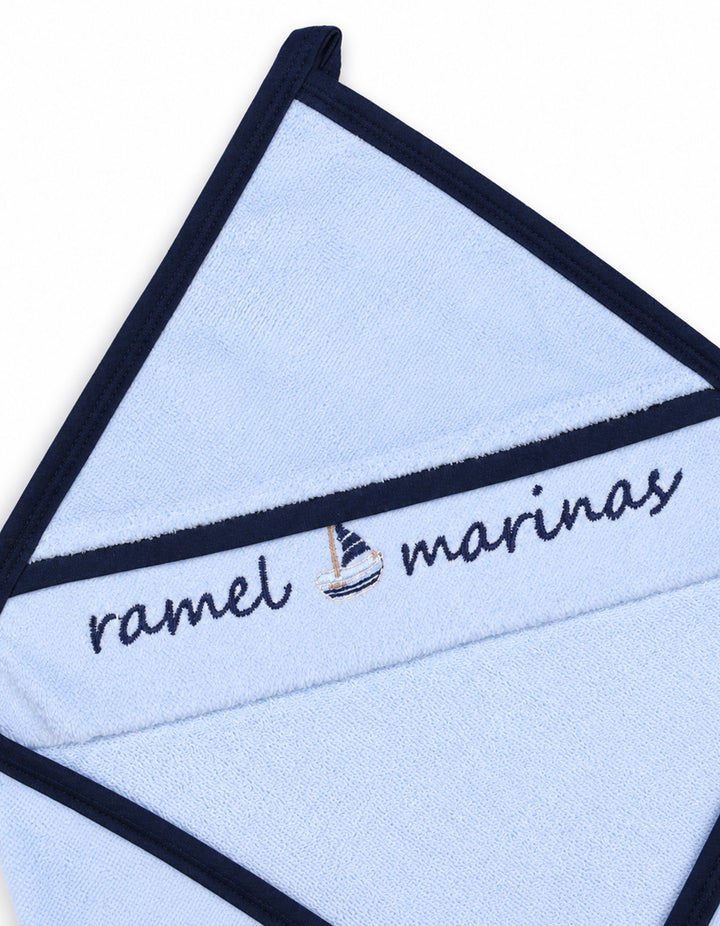Baby Boy Bath Towel Hooded Sailboat Light Blue and Navy at Zubaidas Online Pakistan