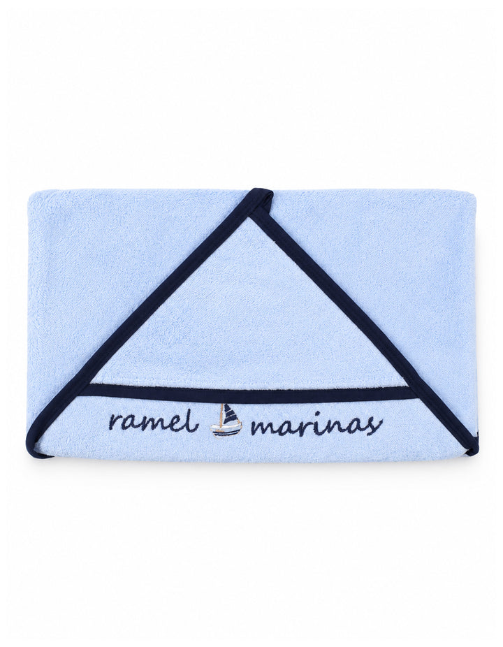 Baby Boy Bath Towel Hooded Sailboat Light Blue and Navy at Zubaidas Best Online Baby and Kids Store in Pakistan