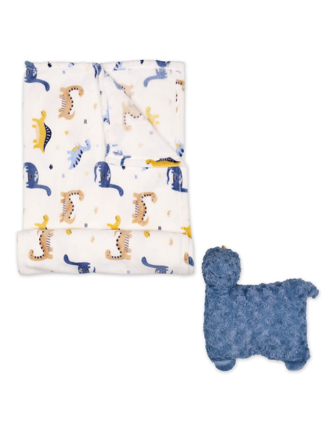 Baby Boy Blanket and Pillow Set Dinosaur White and Blue at Zubaidas