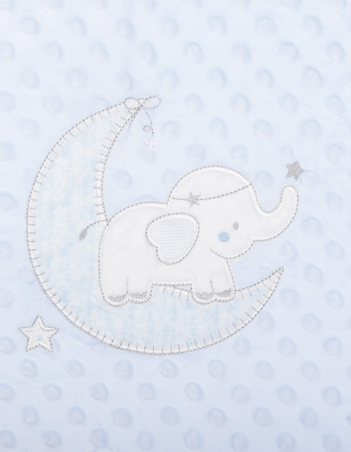 Baby Boy Blanket Minky Dots Starry Elephant and Moon Light Blue at Zubaidas Official Pakistan
