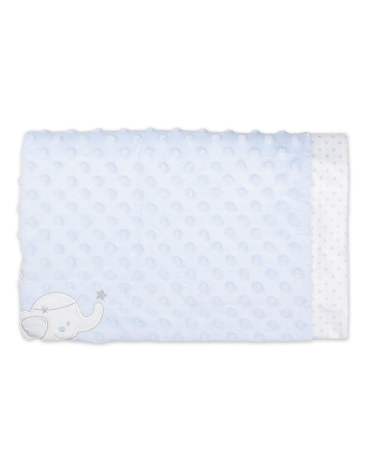 Baby Boy Blanket Minky Dots Starry Elephant and Moon Light Blue at Zubaidas Best Online Baby and Kids Store in Pakistan