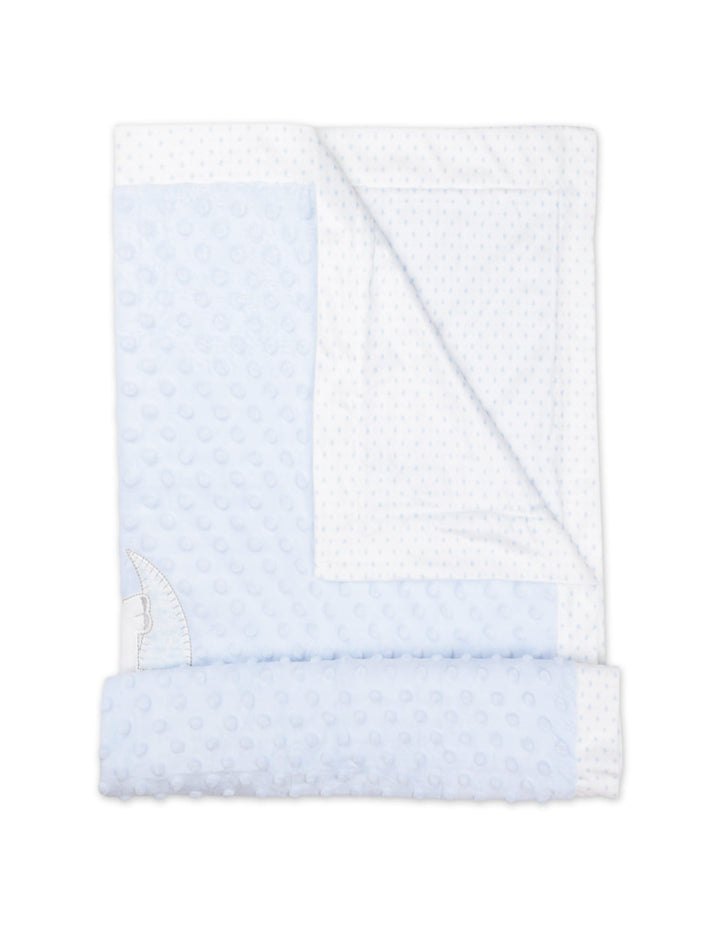 Baby Boy Blanket Minky Dots Starry Elephant and Moon Light Blue at Zubaidas