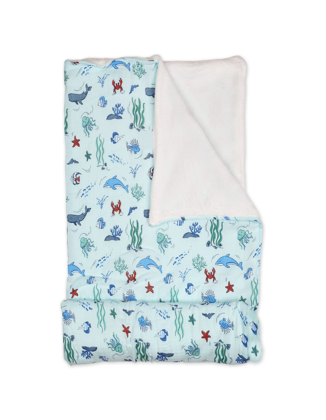 Baby Boy Blanket Sea Light Blue and Multicolor at Zubaidas