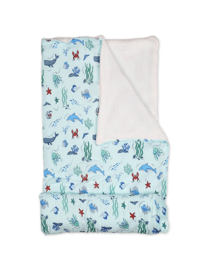 Baby Boy Blanket Sea Light Blue and Multicolor at Zubaidas