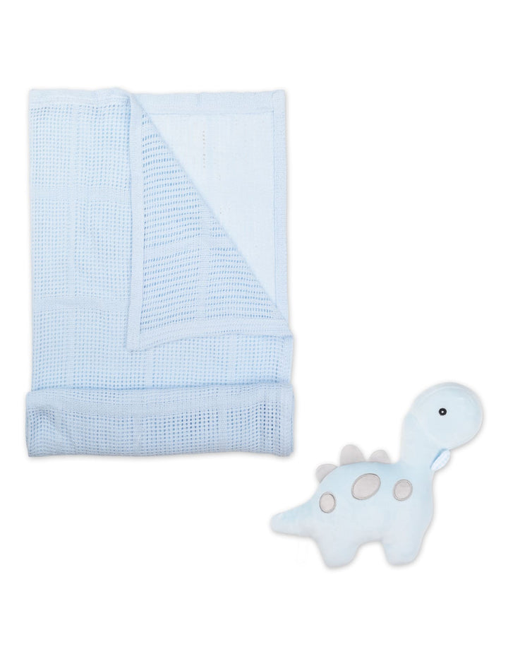 Baby Boy Blanket with Soft Toy Dino Blue at Zubaidas