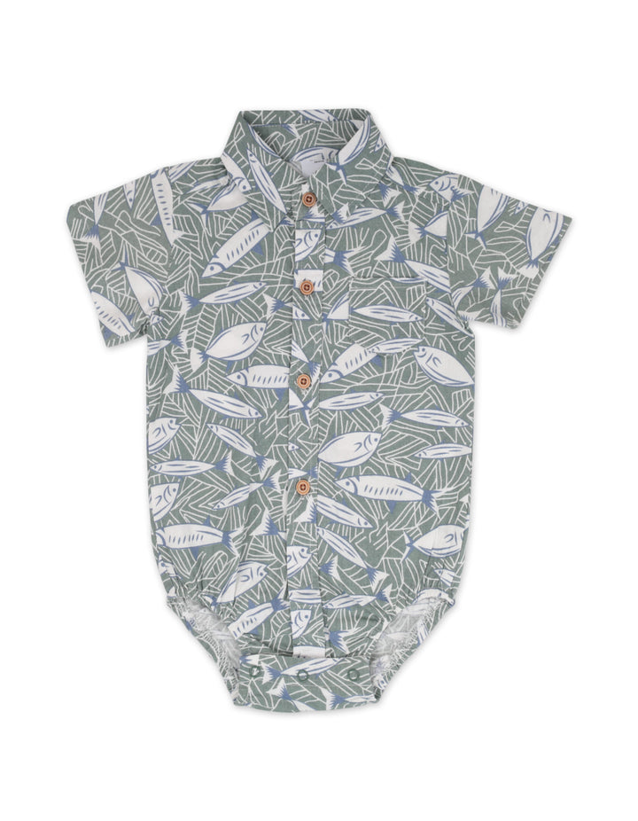 Baby Boy Bodysuit Pack of 2 Fish Print and Striped at Zubaidas Best Online Baby and Kids Store in Pakistan