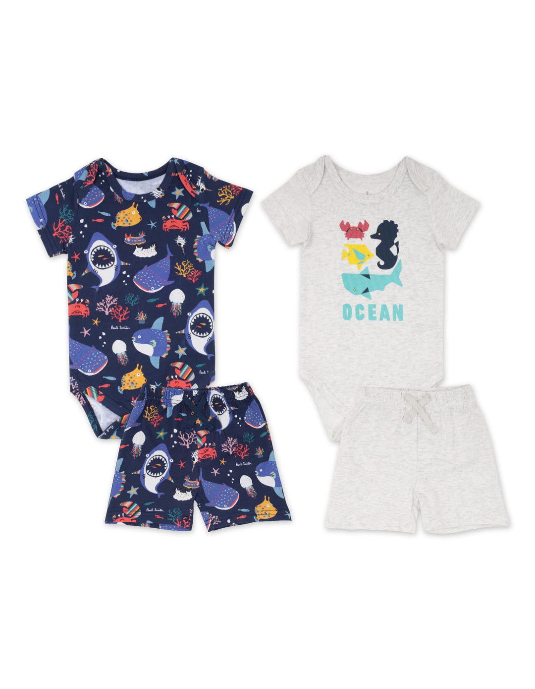 Baby Boy Bodysuit with Shorts 4 Pcs Suit Set Ocean at Zubaidas