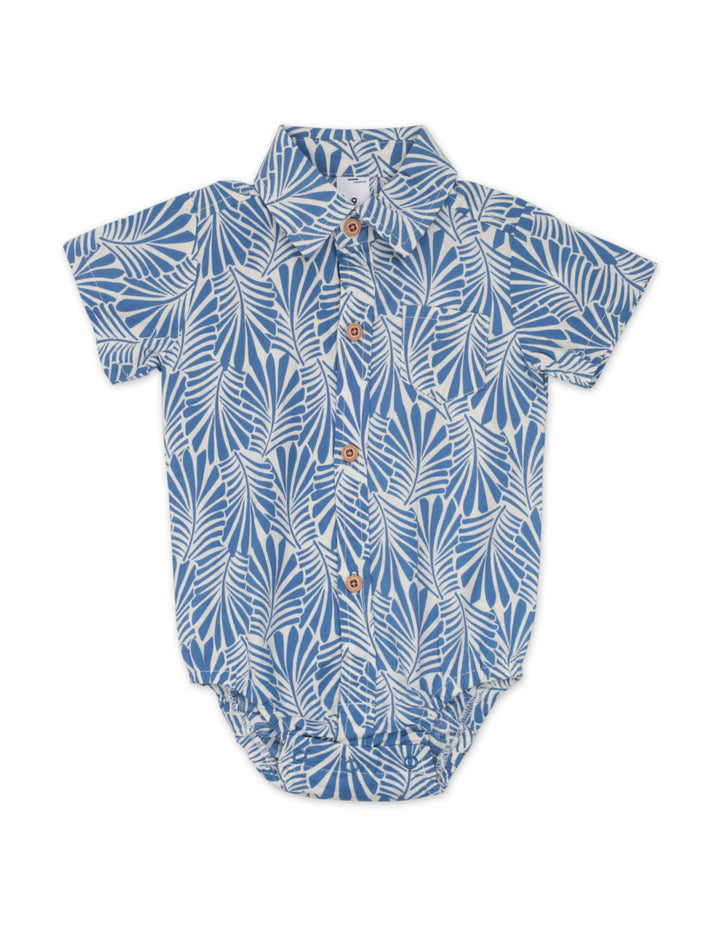 Baby Boy Bodysuit with Shorts Bowtie and Hat 4 Pcs Set Leaf Print at Zubaidas