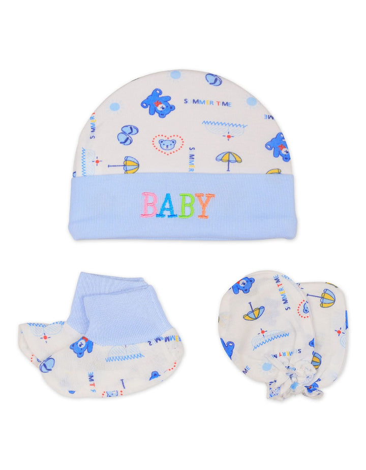 Baby Boy Cap Mitten and Booties Set Blue at Zubaidas