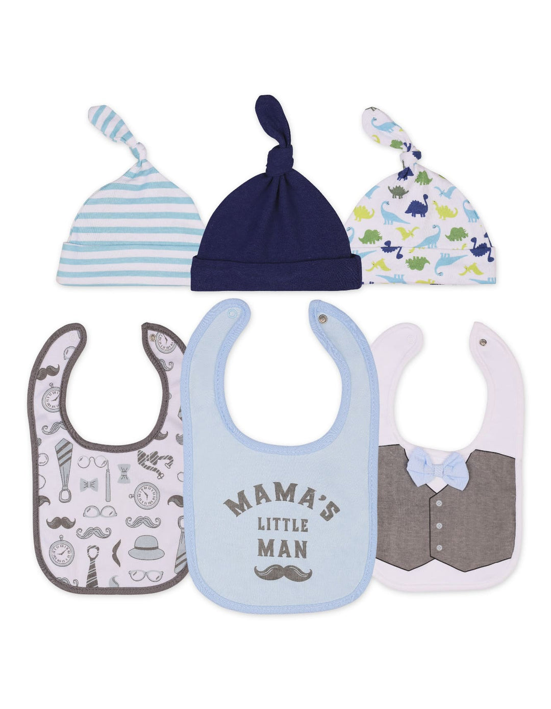 Baby Boy Caps and Bibs Set Mama's Little Man at Zubaidas