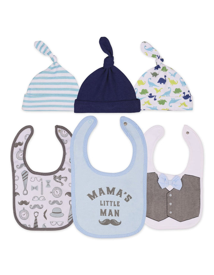Baby Boy Caps and Bibs Set Mama's Little Man at Zubaidas