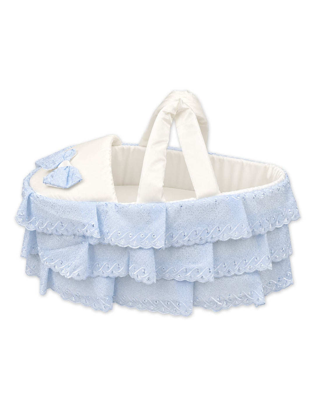 Baby Boy Carry Crib Bow Light Blue and Off White at Zubaidas