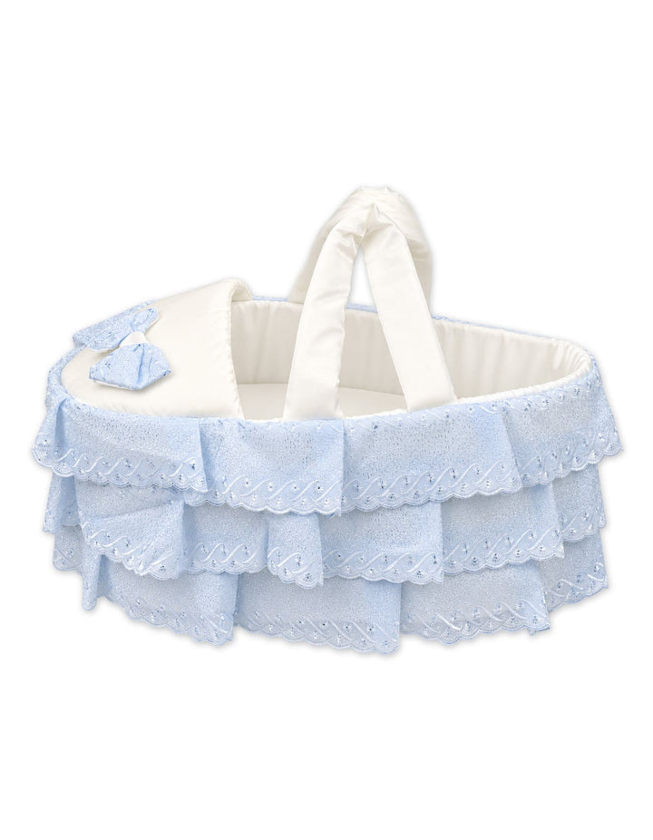 Baby Boy Carry Crib Bow Light Blue and Off White at Zubaidas