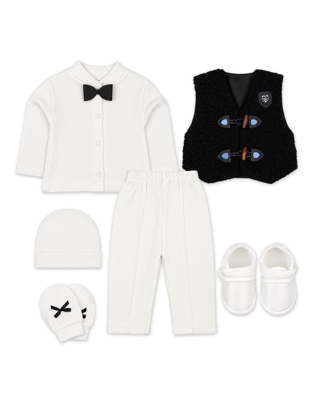 Baby Boy Gift Set 6 Pcs White and Black at Zubaidas