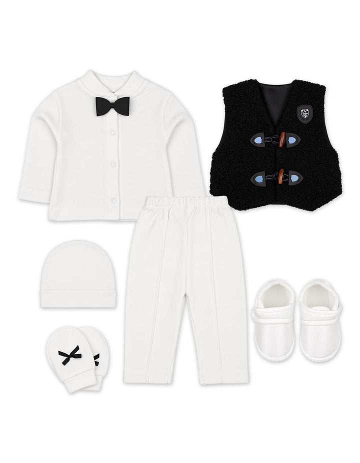 Baby Boy Gift Set 6 Pcs White and Black at Zubaidas