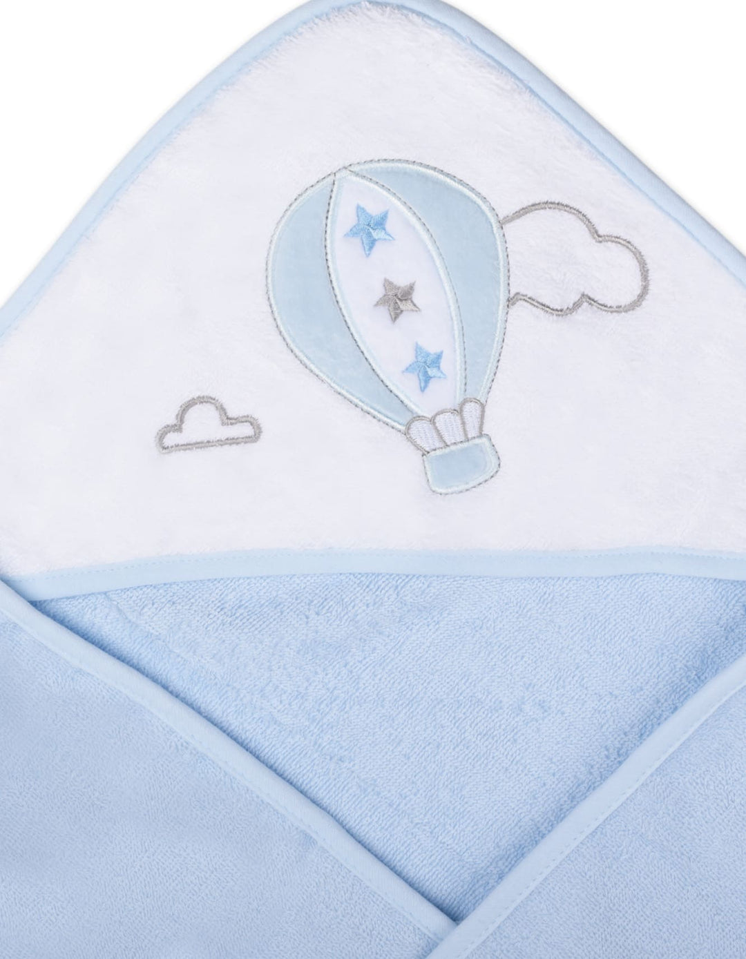 Baby Boy Hooded Bath Towel Pack of 2 Air Balloon Blue and White at Zubaidas Online Pakistan