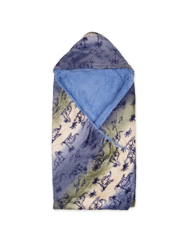 Baby Boy Hooded Swaddle Blanket Dinosaur Multicolor and Blue at Zubaidas