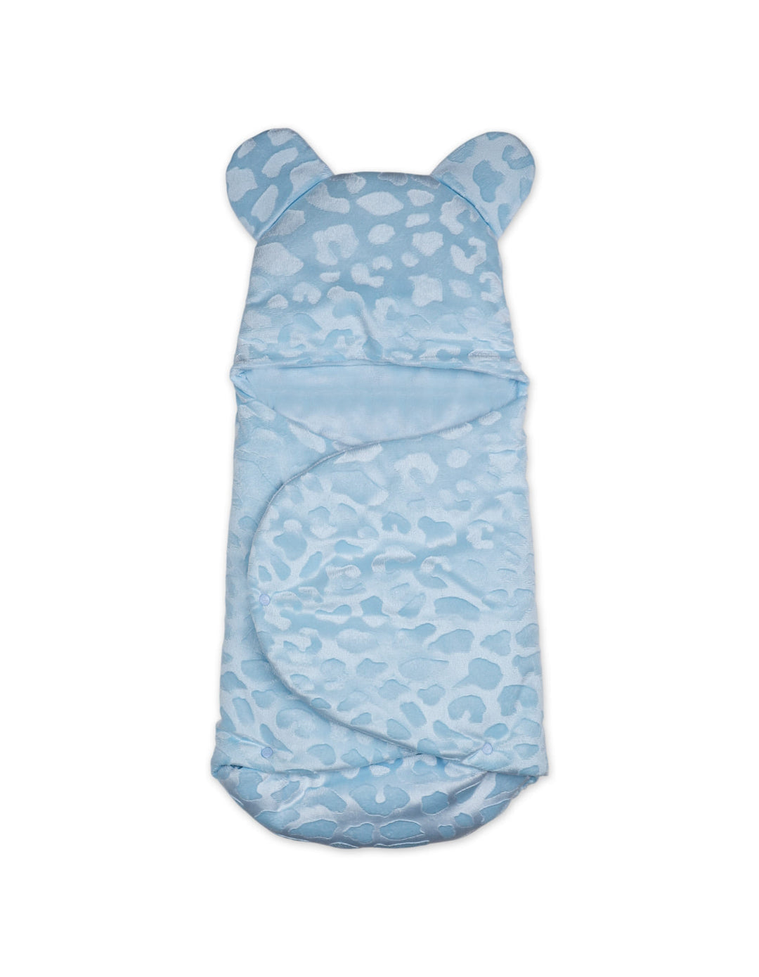 Baby Boy Hooded Swaddle Wrap Leopard Blue at Zubaidas