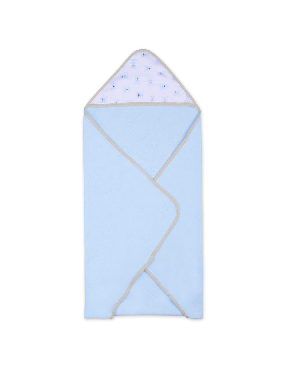 Baby Boy Hooded Towel and Washcloth Set Bear Blue and White at Zubaidas Official Pakistan