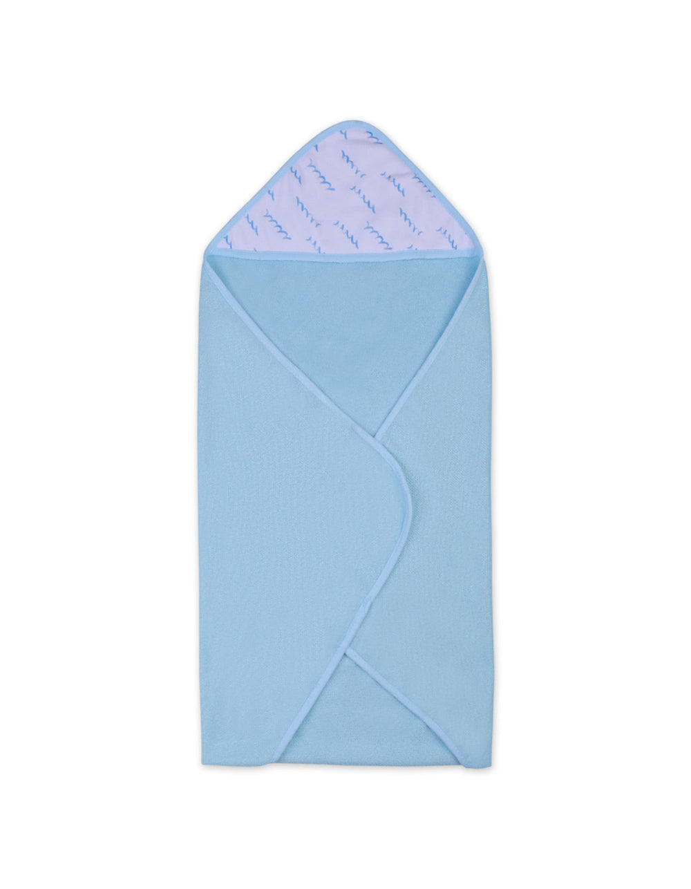 Baby Boy Hooded Towel and Washcloth Set Whale Light Blue and White at Zubaidas Official Pakistan