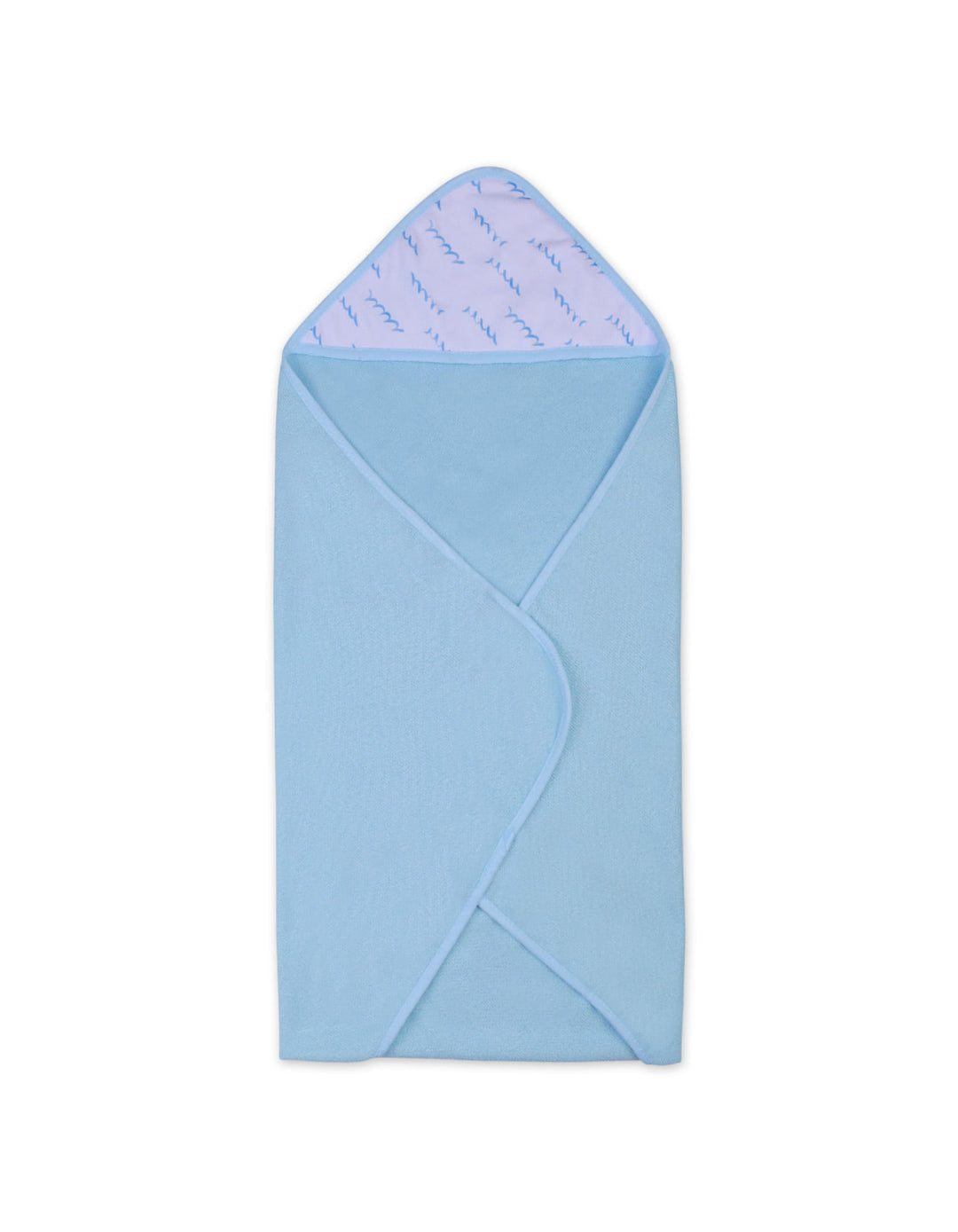 Baby Boy Hooded Towel and Washcloth Set Whale Light Blue and White at Zubaidas Official Pakistan
