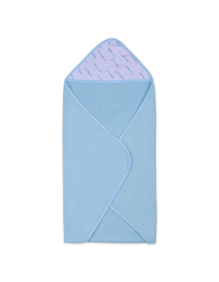 Baby Boy Hooded Towel and Washcloth Set Whale Light Blue and White at Zubaidas Official Pakistan