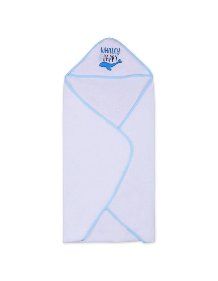 Baby Boy Hooded Towel and Washcloth Set Whale Light Blue and White at Zubaidas Online Pakistan