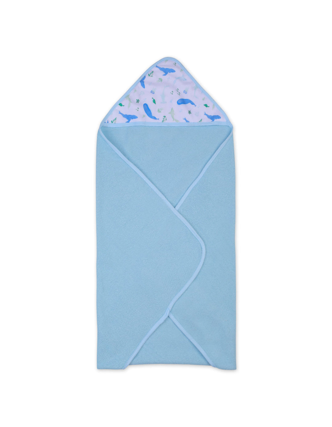 Baby Boy Hooded Towel and Washcloth Set Whale Light Blue and White at Zubaidas Best Online Baby Store in Pakistan