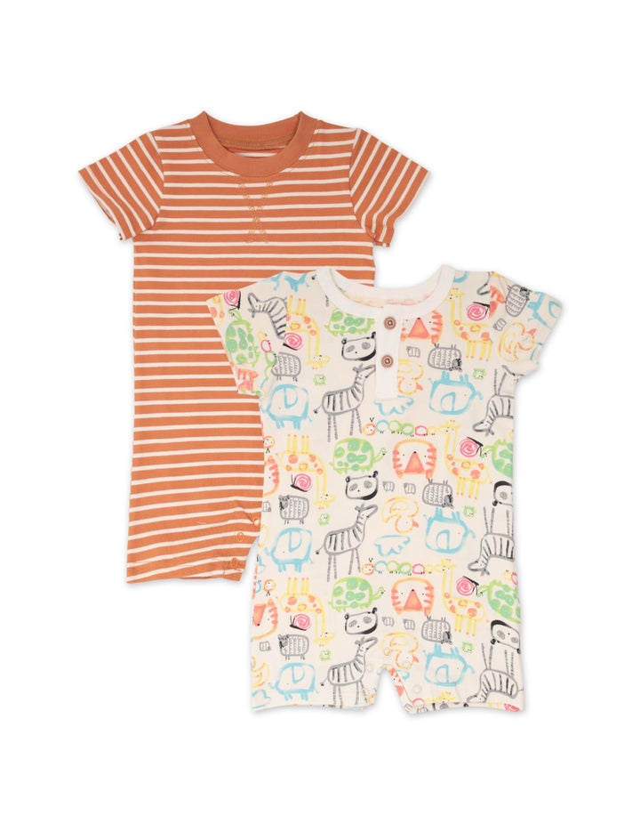 Baby Boy Jumpsuit Pack of 2 Animal Print and Striped at Zubaidas