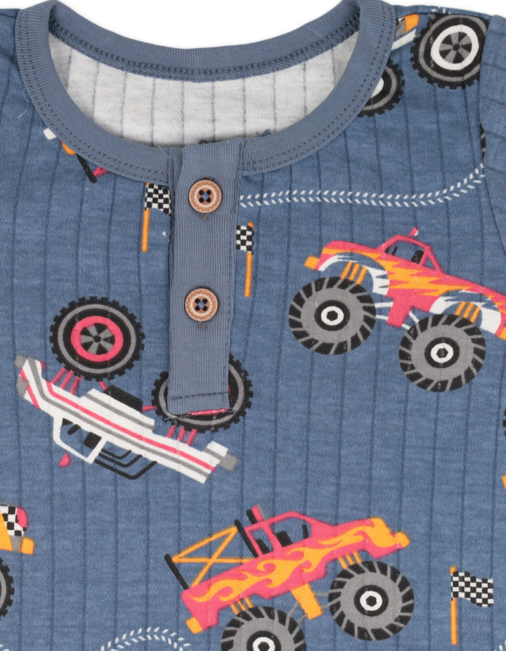 Baby Boy Jumpsuit Pack of 2 Monster Truck and Heather Grey at Zubaidas Online Pakistan