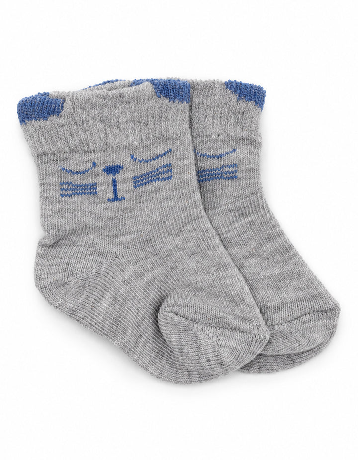 Baby Boy Pack of 3 Socks Cat Grey Navy and Light Blue at Zubaidas Official Pakistan
