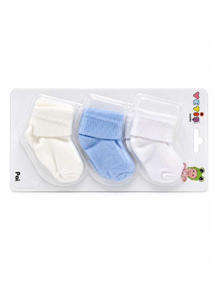Baby Boy Pack of 3 Socks Off White Light Blue and White at Zubaidas