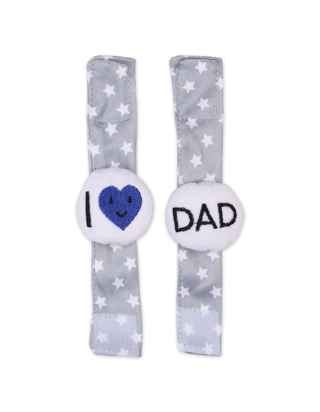 Baby Boy Rattle Wrist Band I Love DAD Grey at Zubaidas