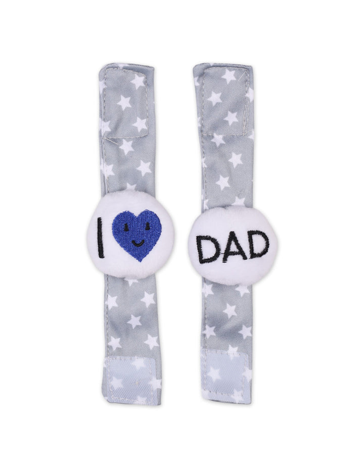 Baby Boy Rattle Wrist Band I Love DAD Grey at Zubaidas