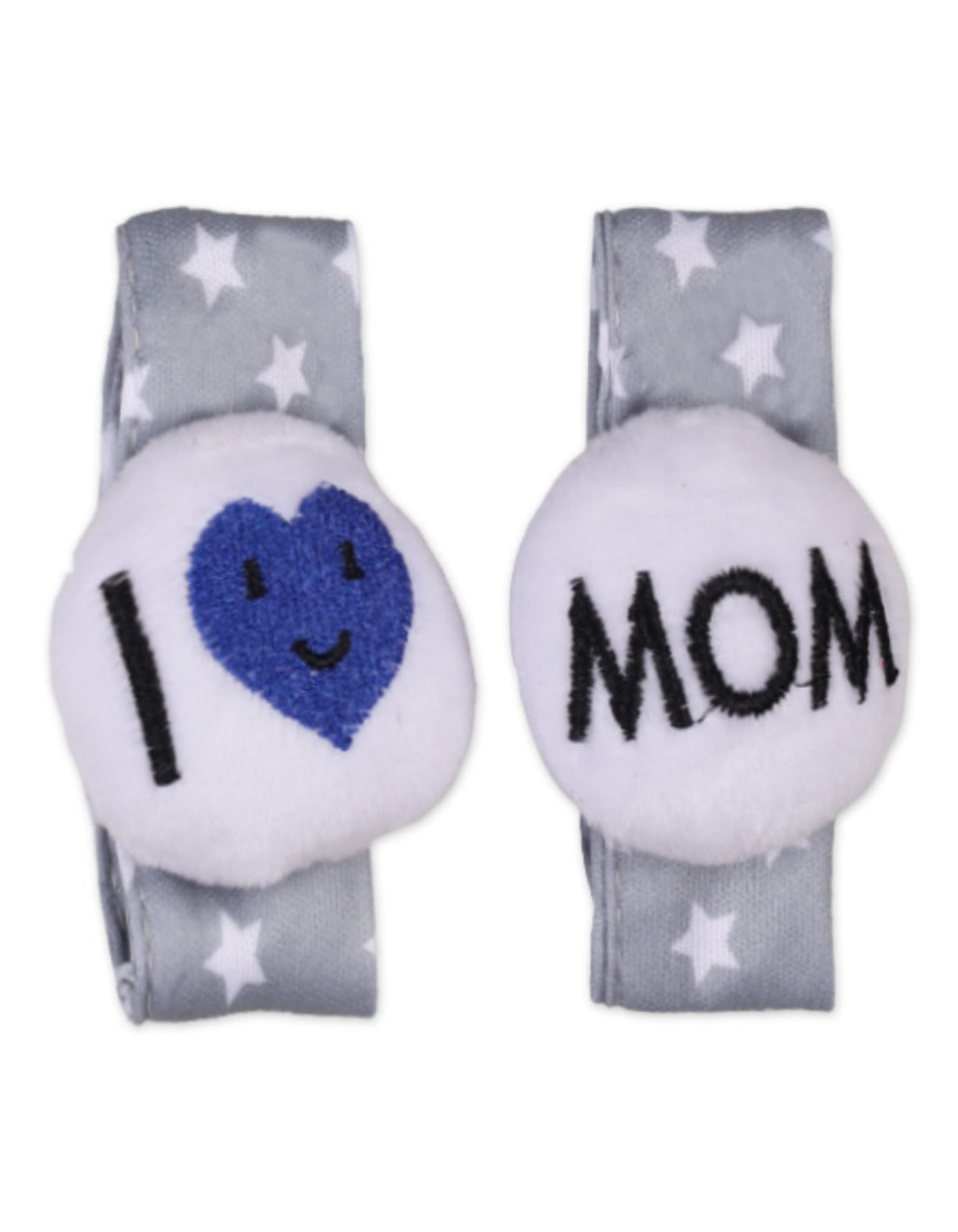 Baby Boy Rattle Wrist Band I Love MOM Grey at Zubaidas Official Pakistan