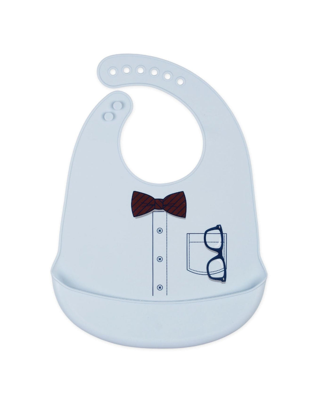 Baby Boy Silicone Bib Bow and Shirt Design Light Blue at Zubaidas