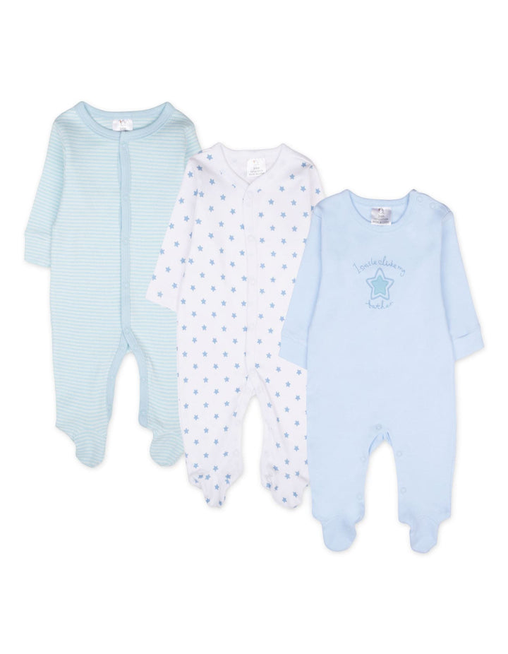 Baby Boy Sleepsuit Pack of 3 Striped and Star Print at Zubaidas
