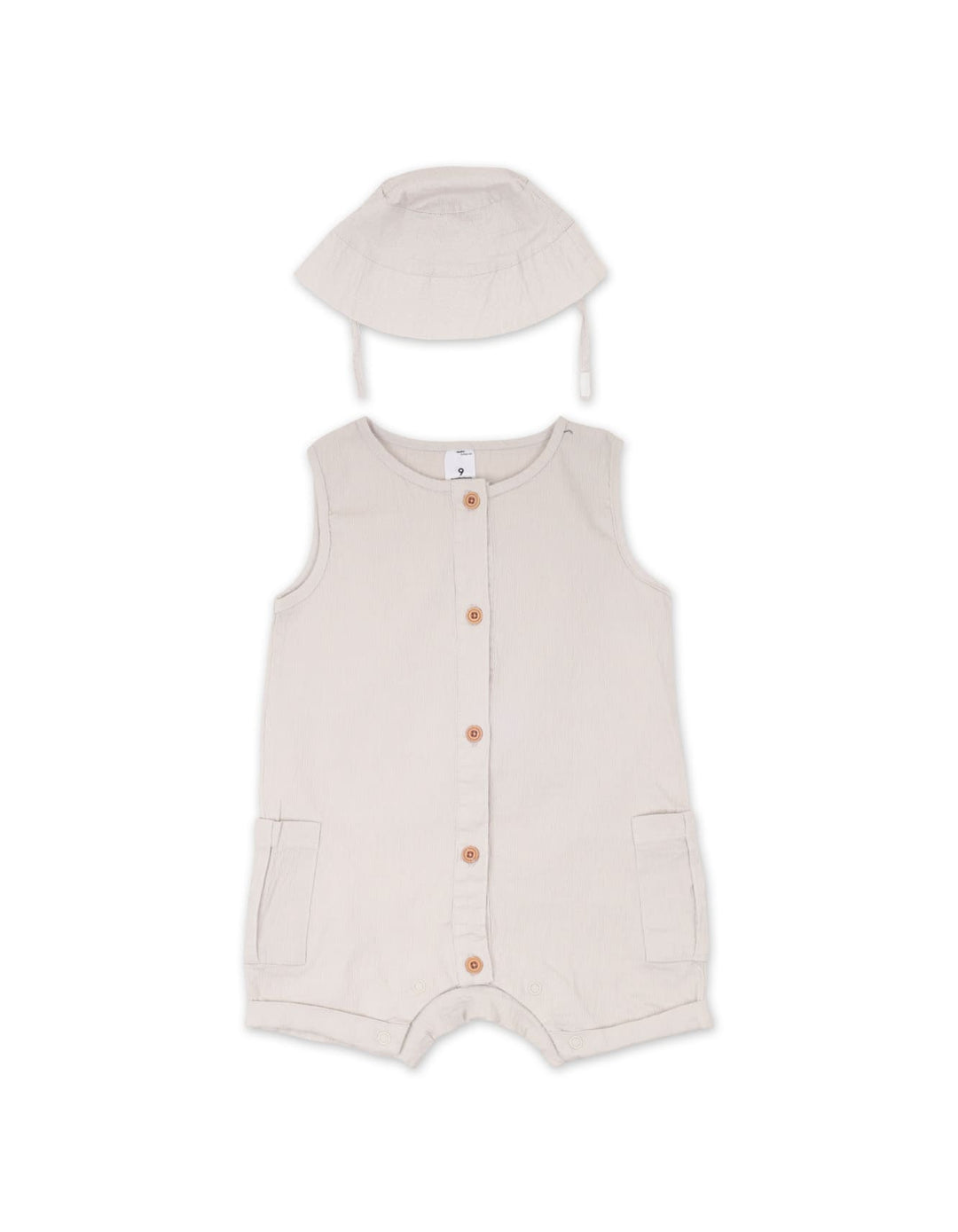 Baby Boy Sleeveless Romper with Hat 2 Pcs Summer Suit Set at Zubaidas