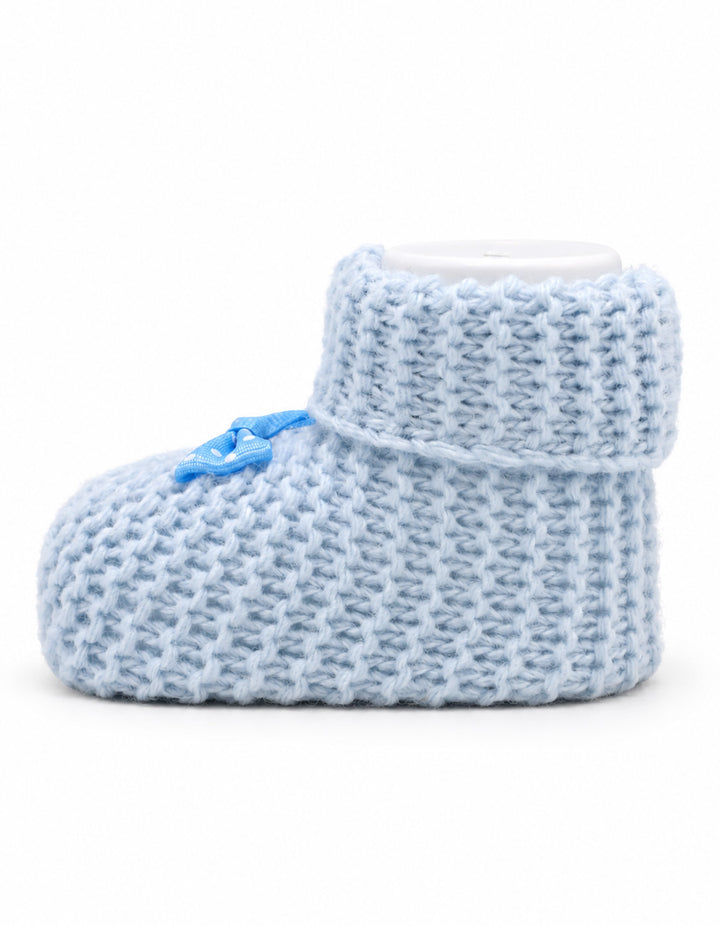 Baby Boy Soft Knit Booties with Bow Blue at Zubaidas Best Online Baby and Kids Store in Pakistan